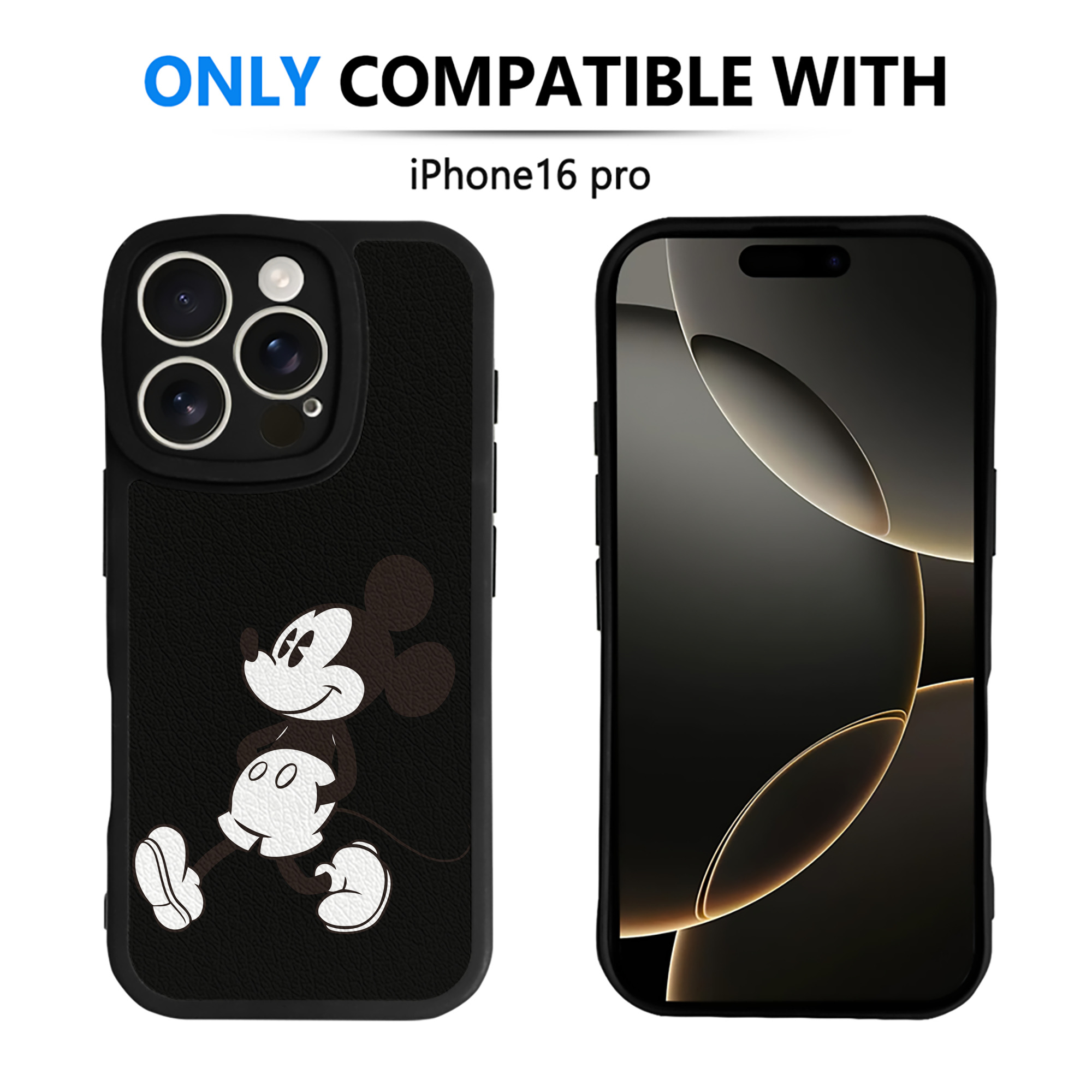 （画像用） ミッキーマウス Mickey Mouse 【iPhone 16シリーズ対応】シリコンスマホケース（レザー調） 材質：シリコン